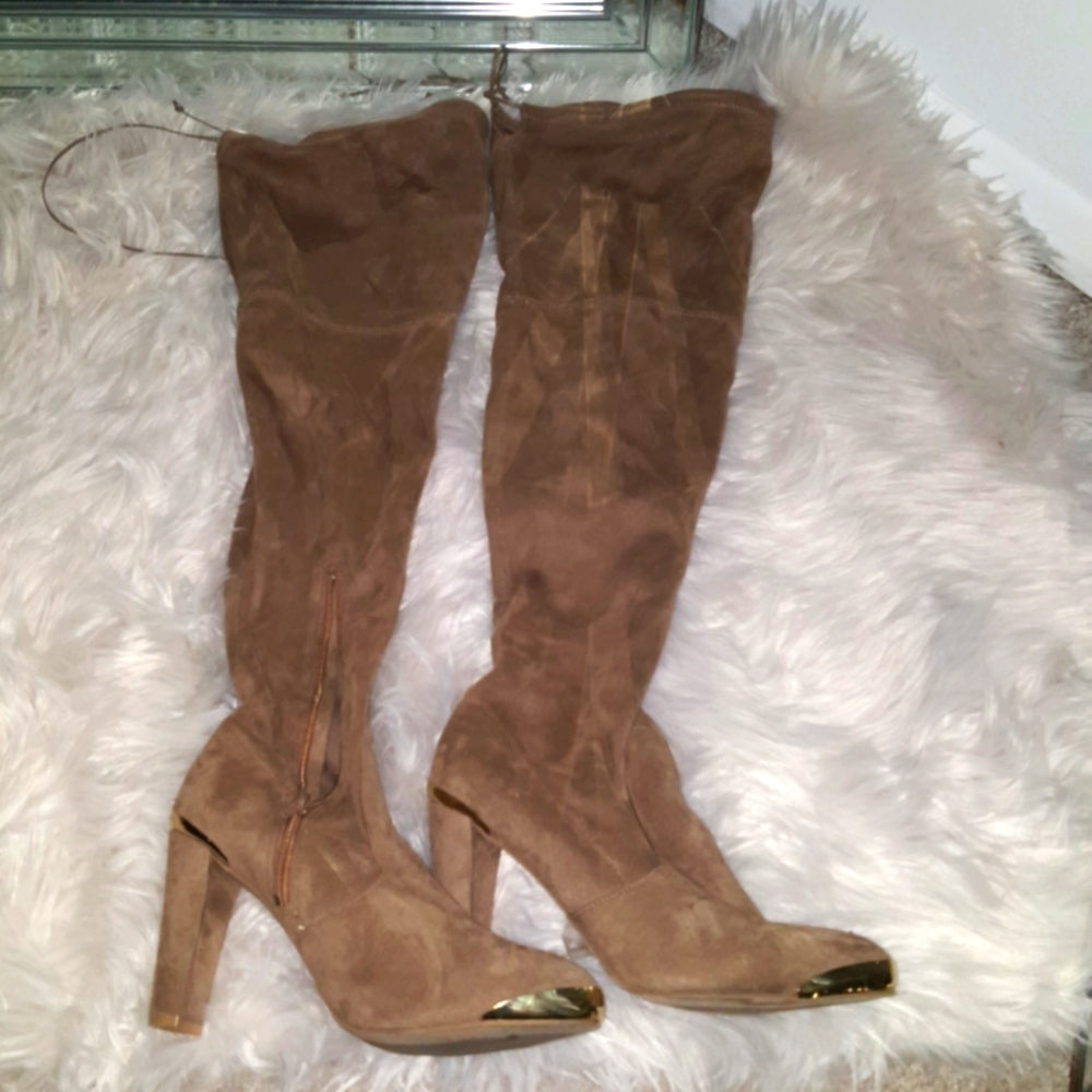 JustFab Thigh High Boots, Size 10, Faux Suede